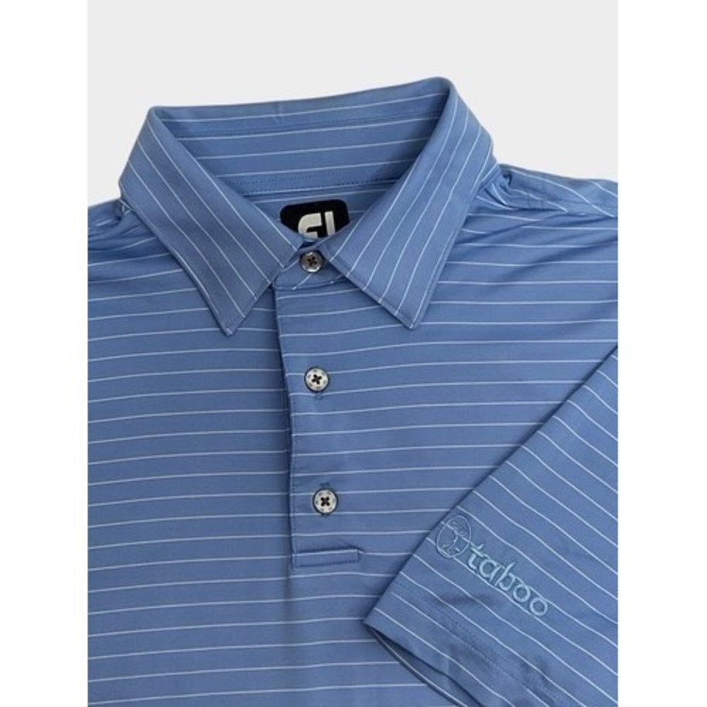 FootJoy FJ Blue Striped Logo Short Sleeve Golf Polo Shirt Men Large China